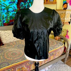 NWT Who What Wear faux leather top Size M
